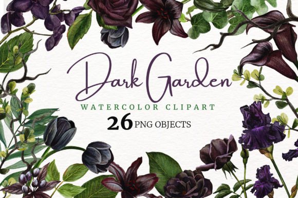 Download Dark Garden. Watercolor Floral Clipart. - Premium Resources