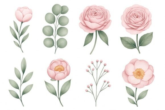 Download Delicate Watercolor Floral Clipart Set - Watercolor floral clipart Collection