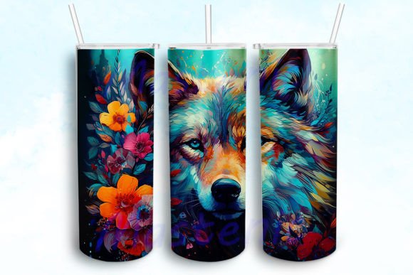 Download Magical Wolf Floral Tumbler Wrap - Magical wolf Collection