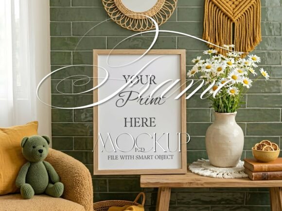 Download Boho Green Kids Room Frame Mockup - Kids room frame mockup Collection