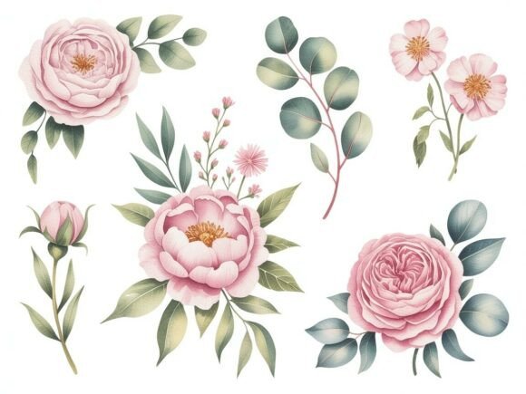 Download Delicate Watercolor Floral Clipart Set - Watercolor floral clipart Collection
