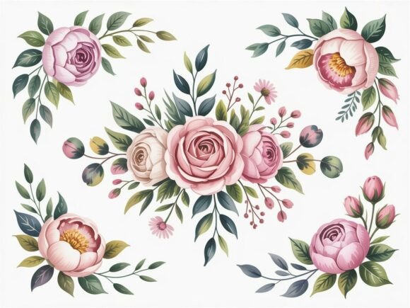Download Delicate Watercolor Floral Clipart Set - Watercolor floral clipart Collection