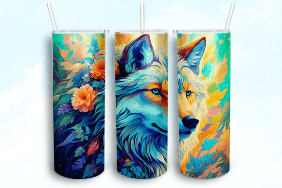 Download Magical Wolf Floral Tumbler PNG - Magical wolf Collection