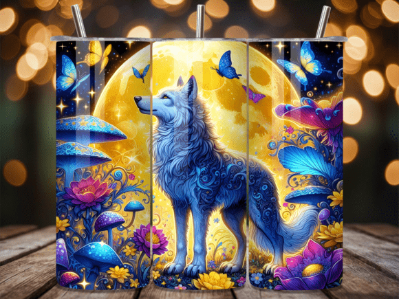 Download Magical Wolf Forest Moon Tumbler Wrap - Premium Resources